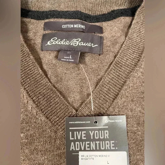 Eddie Bauer Men’s Large Cotton Merino Wool Pullover Sweater - Picture 5 of 10